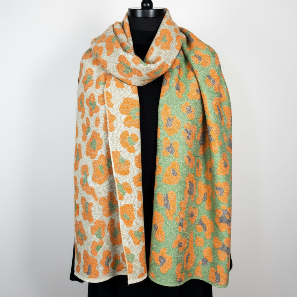Maria Cashmere  Animal Scarf - Orange