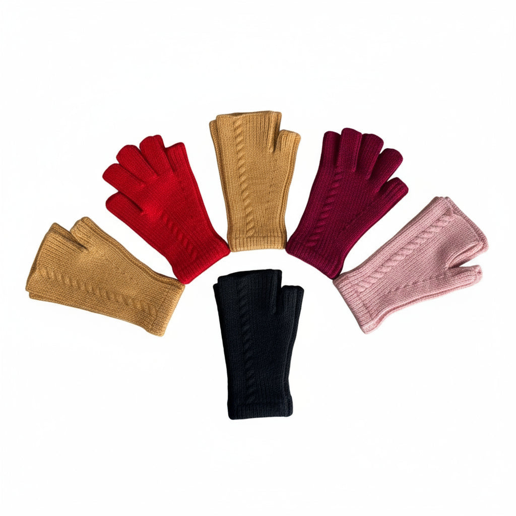 Ellie Cashmere Fingerless Gloves - Rust