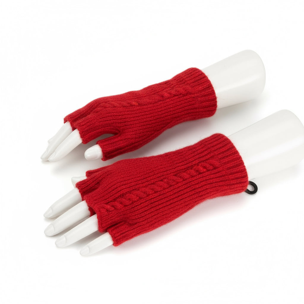 Ellie Cashmere Fingerless Gloves - Rust