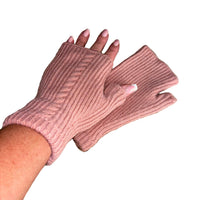 Ellie Cashmere Fingerless Gloves - DUSKY PINK