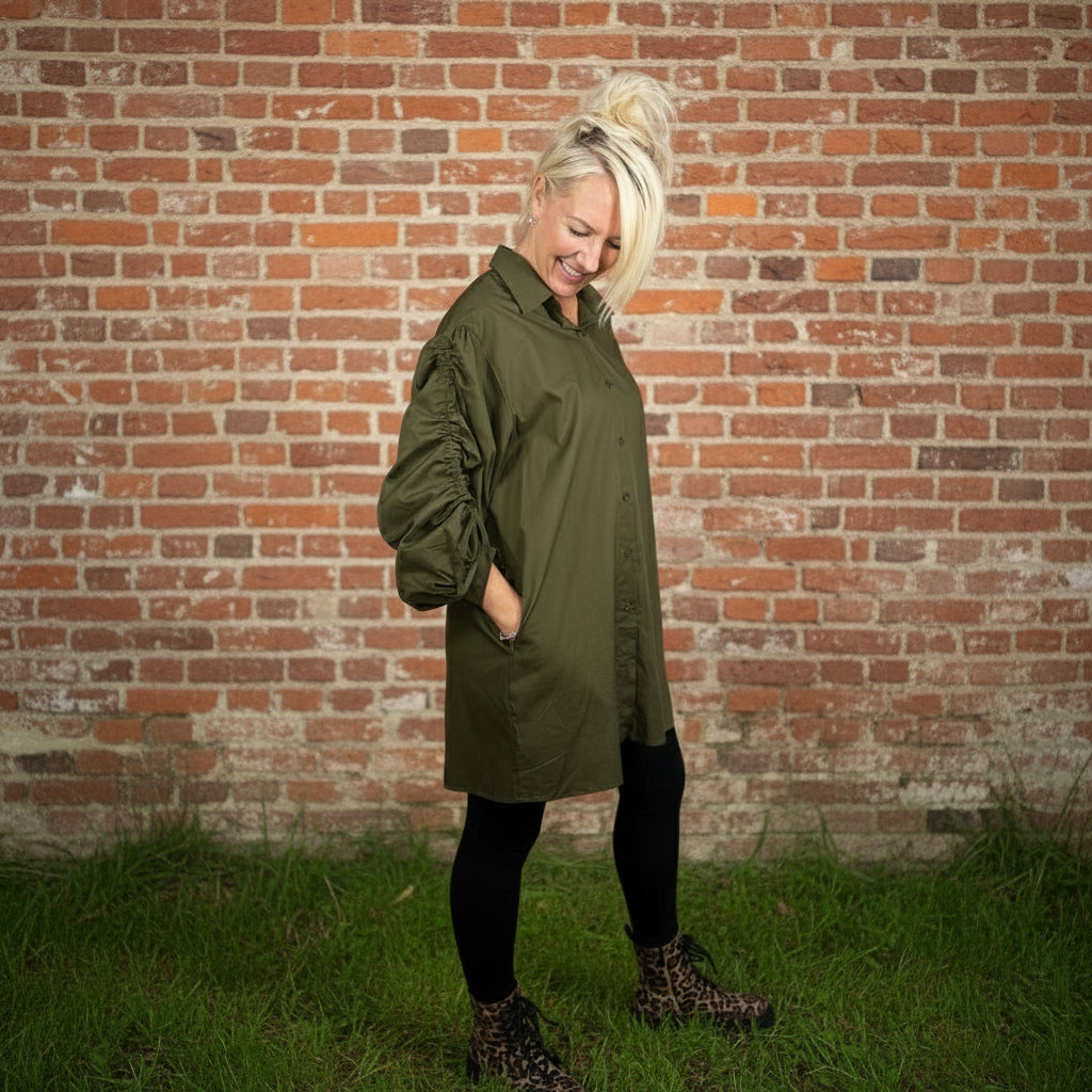 rushed sleeve blouse tunic 