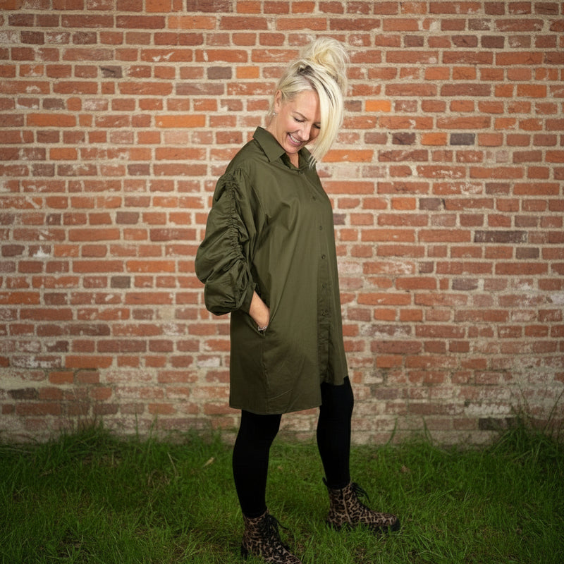 rushed sleeve blouse tunic 