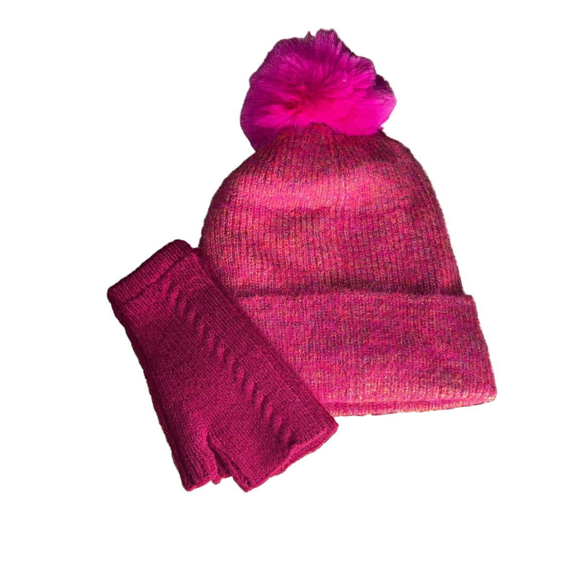 Ellie Cashmere Fingerless Gloves - MAGENTA