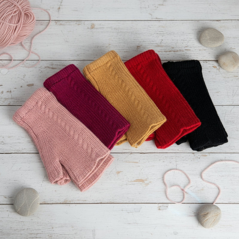 Ellie Cashmere Fingerless Gloves - BLACK