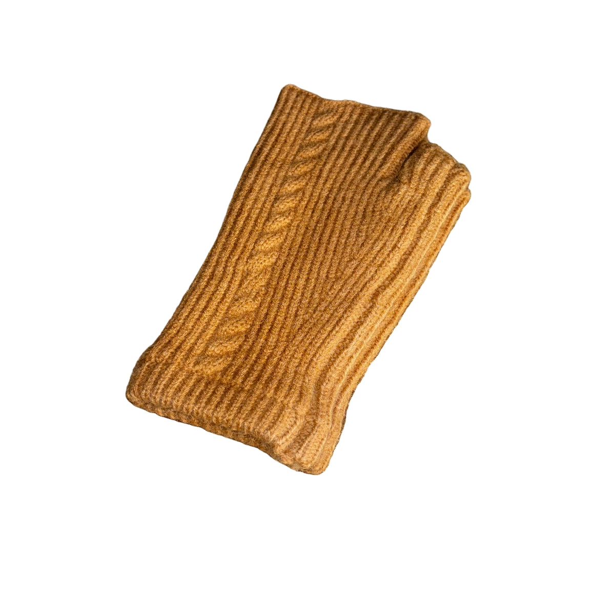 Ellie Cashmere Fingerless Gloves - CAMEL