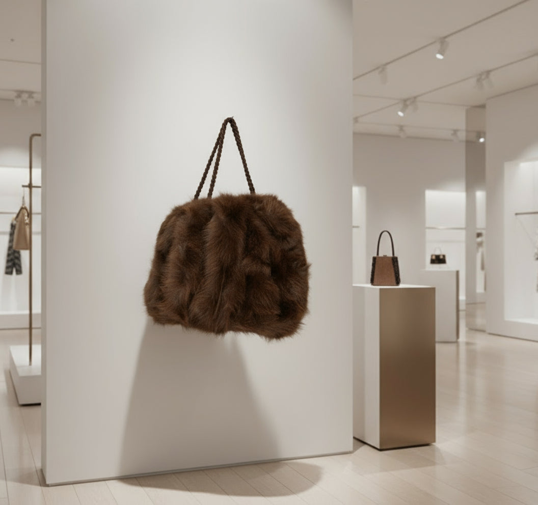 Soft, stylish, and versatile — this large fluffy handbag features two sturdy handles for easy carrying