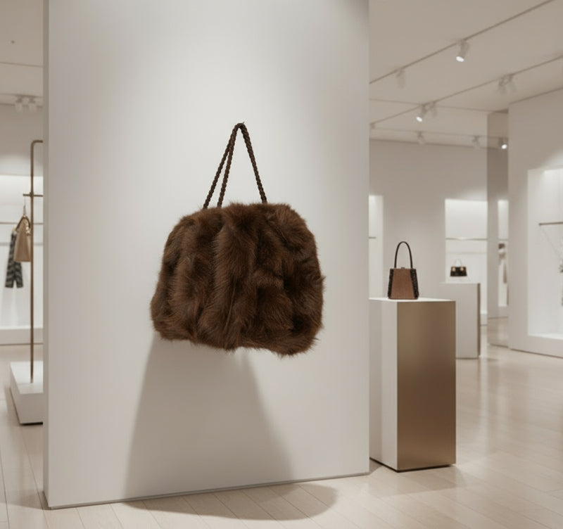 Soft, stylish, and versatile — this large fluffy handbag features two sturdy handles for easy carrying