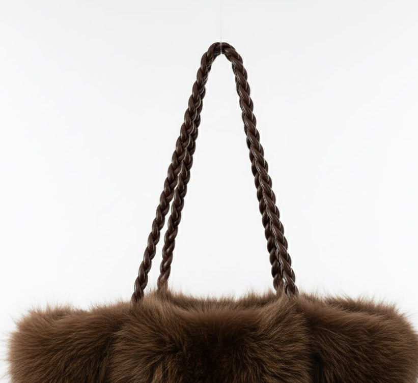 Soft, stylish, and versatile — this large fluffy handbag features two sturdy handles for easy carrying