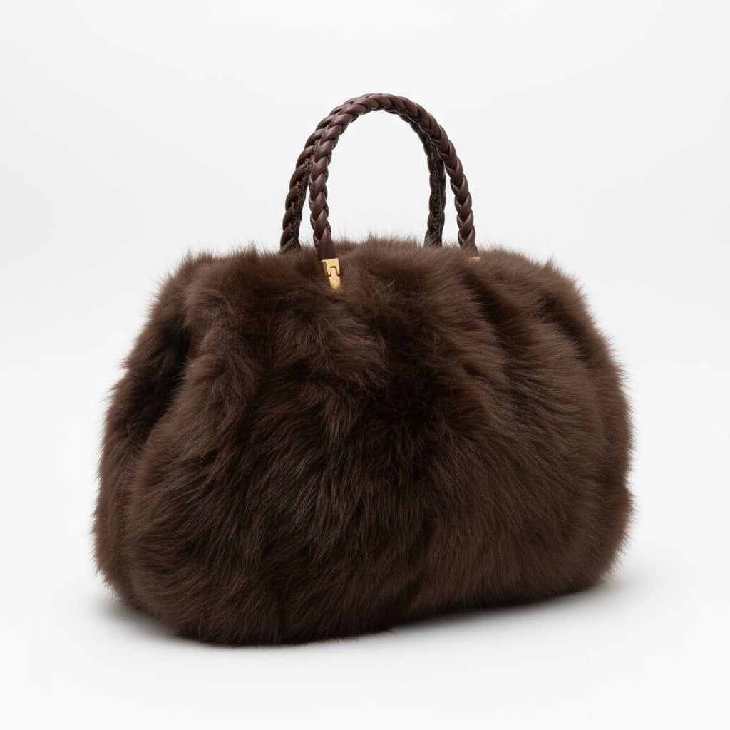 Soft, stylish, and versatile — this large fluffy handbag features two sturdy handles for easy carrying