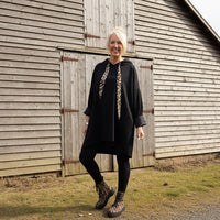 black Scuba top  outfit with leopard print  tie boots 