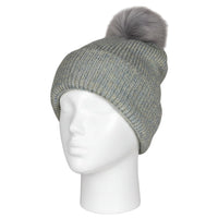 Gray knit beanie with a pom-pom 