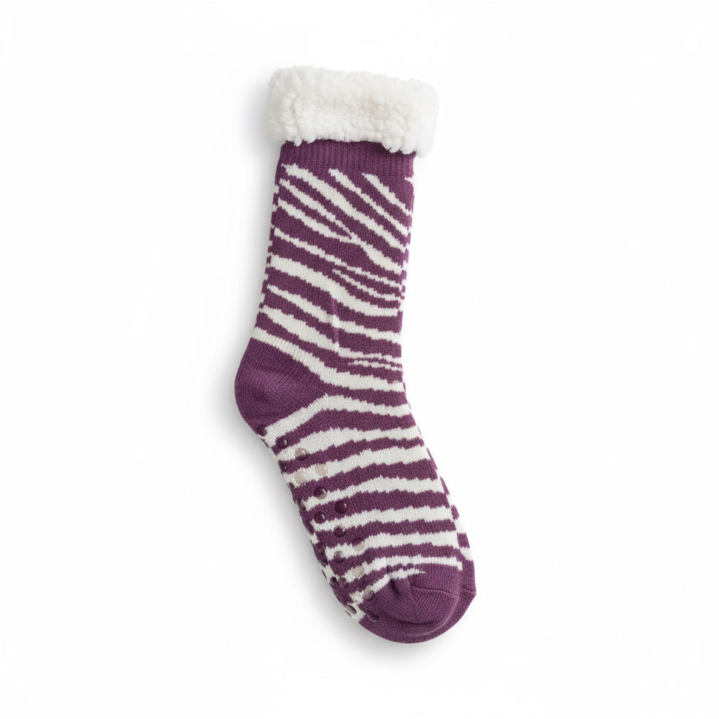 1. Violet Fluffy Socks - Zebra