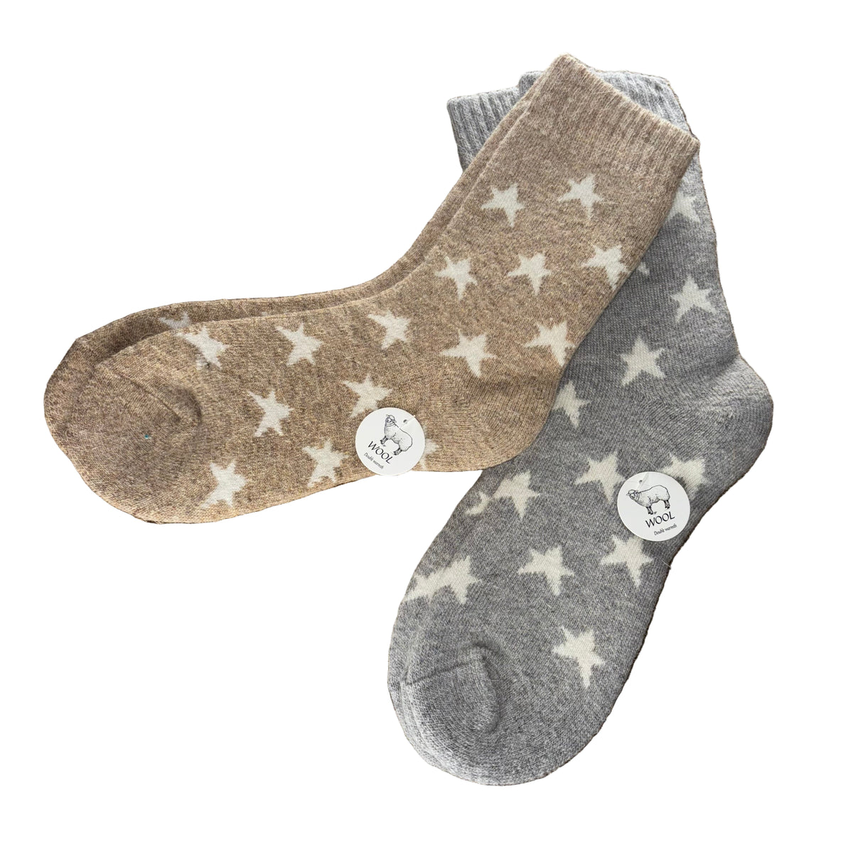 Ada - Wool Blend Star Socks -Camel