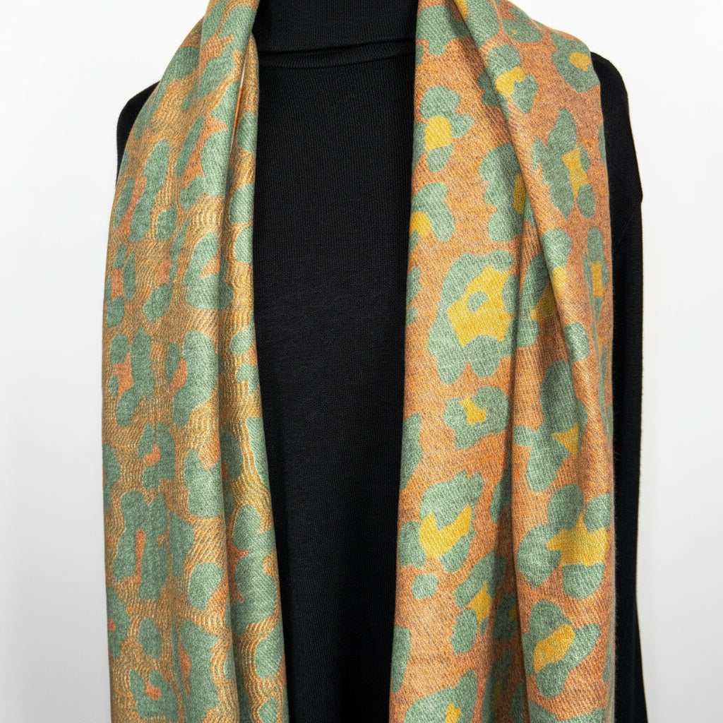 Maria Cashmere  Animal Scarf - Orange