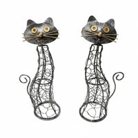 Two wire cat sculptures 