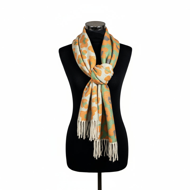 Maria Cashmere  Animal Scarf - Orange