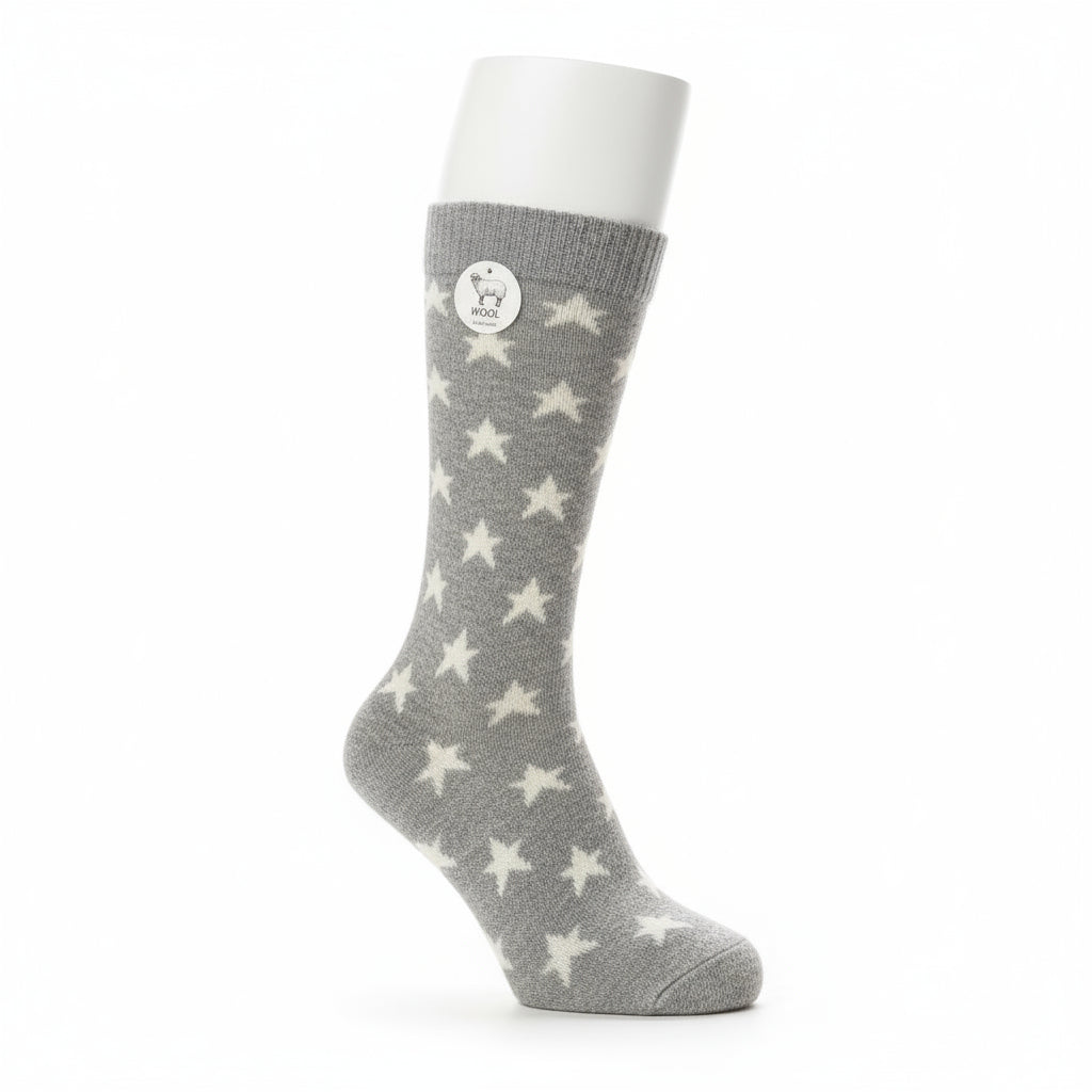 Ada - Wool Blend Star Socks - Grey
