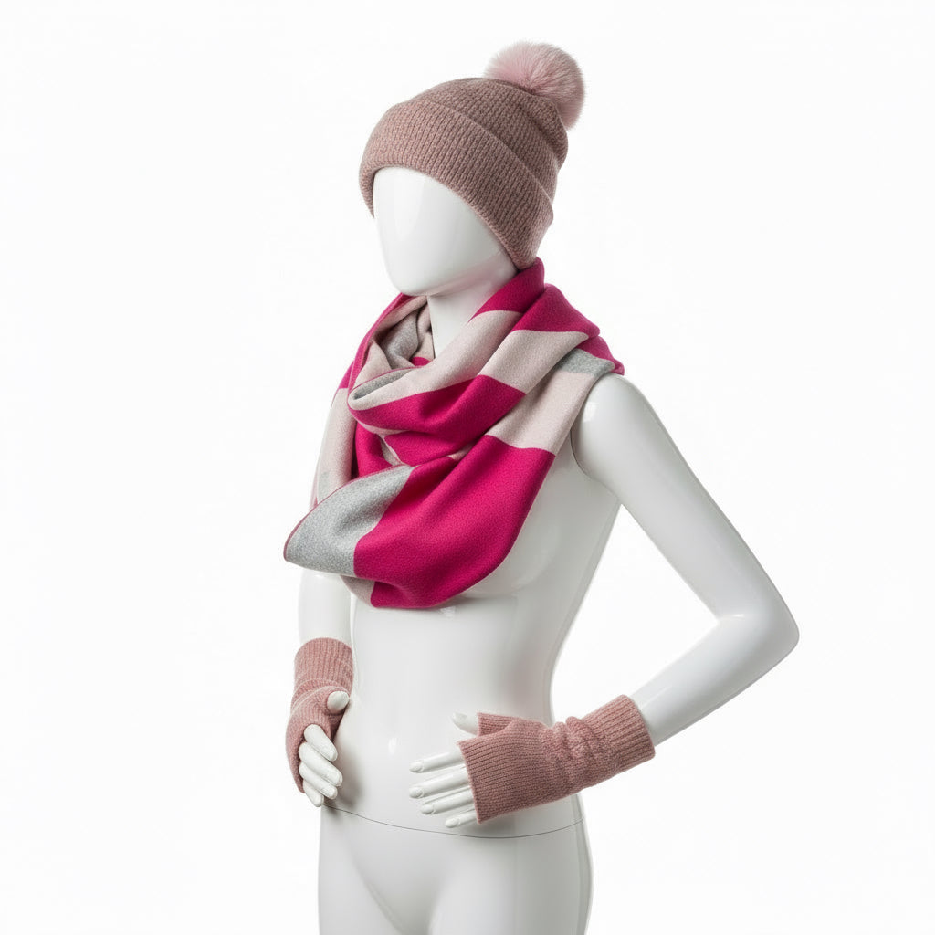 Ellie Cashmere Fingerless Gloves - DUSKY PINK