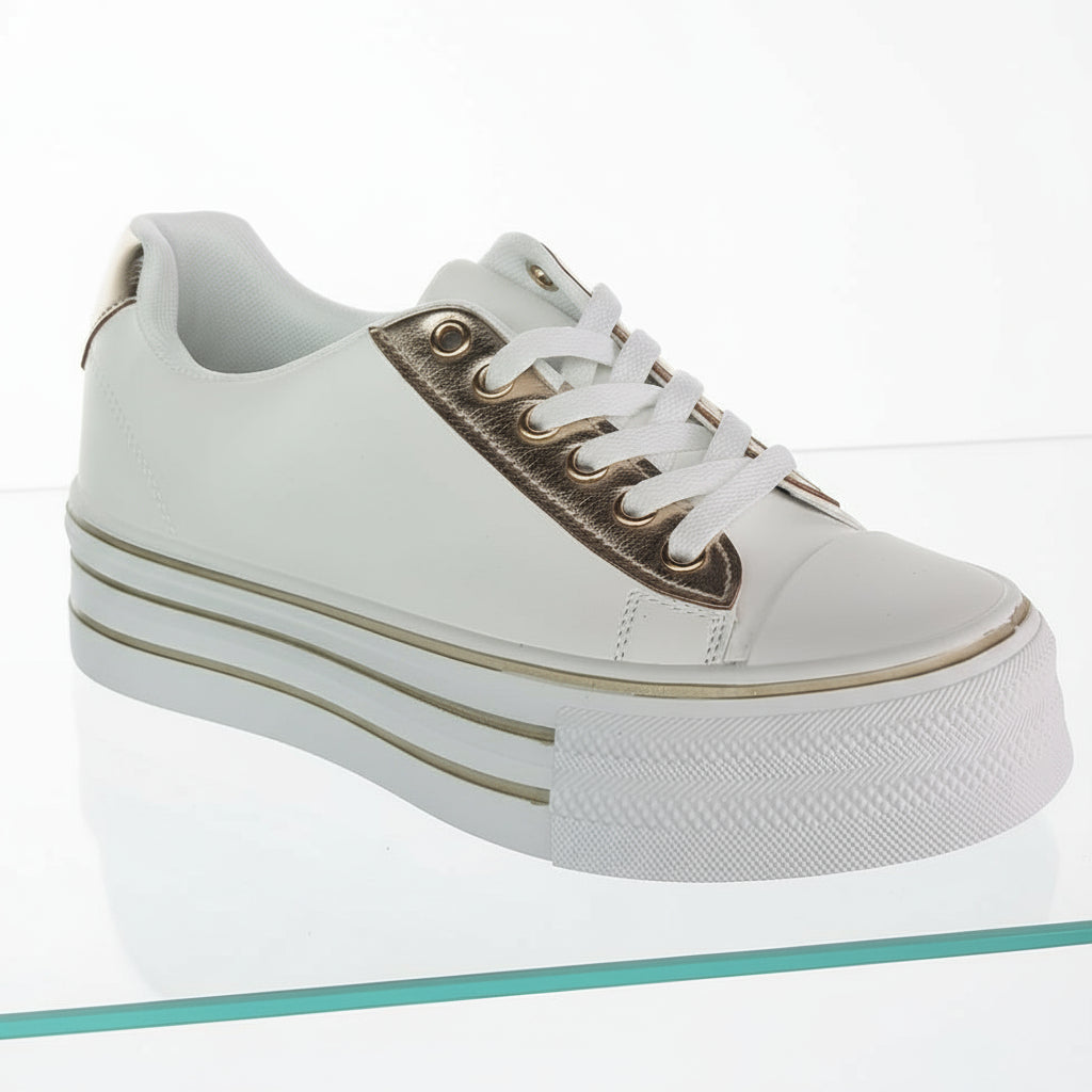 White Canvas Trainer Shoe