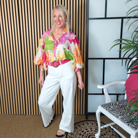 Ladie wearing colourful blouses 