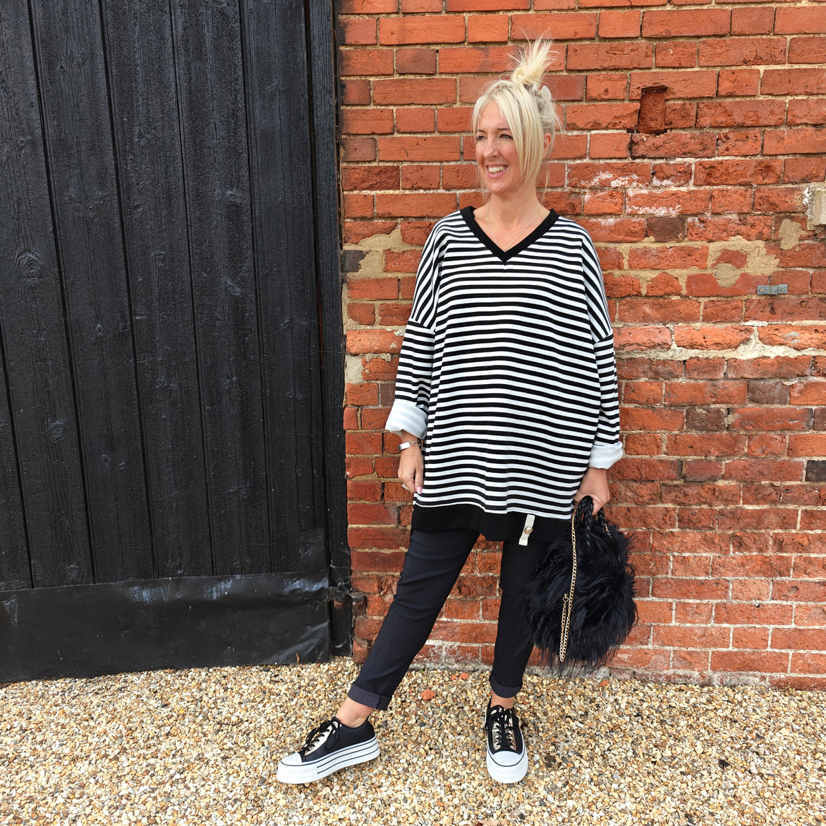 Daisy Oversized V Neck Scuba