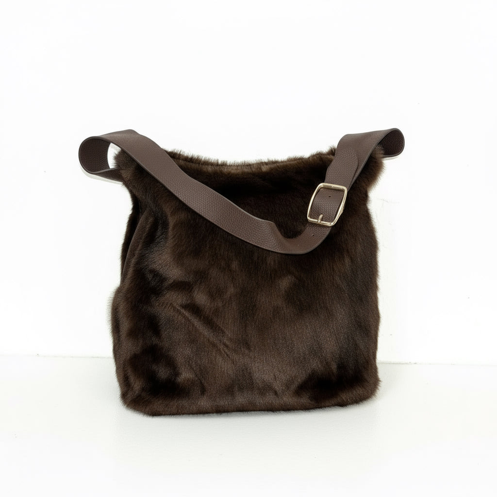  a touch of luxury to your look with this soft faux fur shoulder bag. Designed with a short PU handle for easy carrying