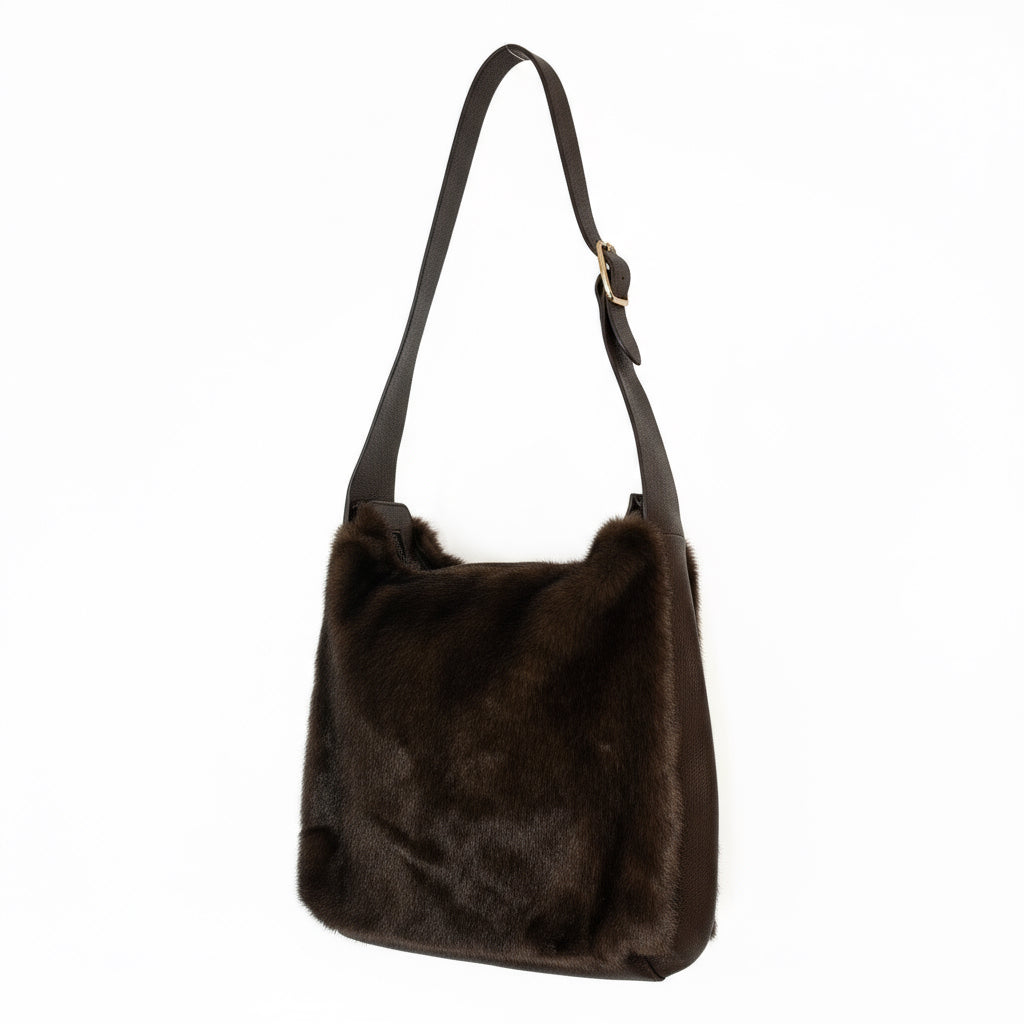  a touch of luxury to your look with this soft faux fur shoulder bag. Designed with a short PU handle for easy carrying