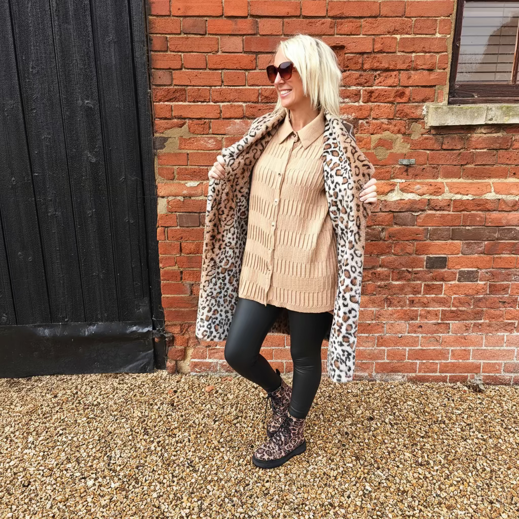 This luxurious suede-effect gilet features a plush animal fur lining that elevates both style and warmth. Designed for sophistication and practicality