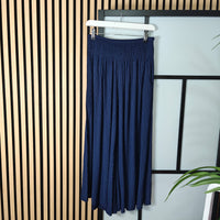 Navy culottes elasticated waistband hanging 
