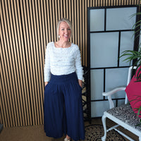 culottes elasticated waistband navy 