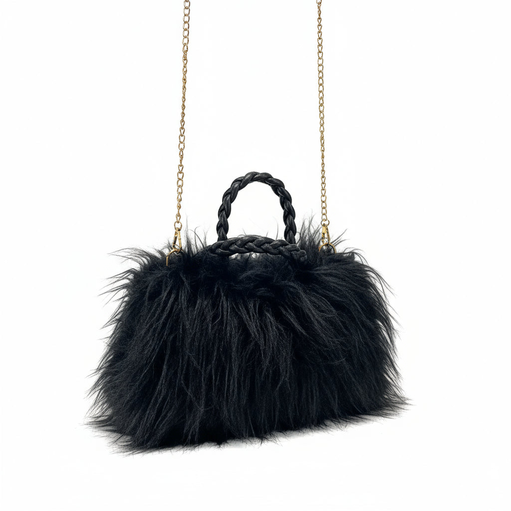 Thea Large black fluffy bag 