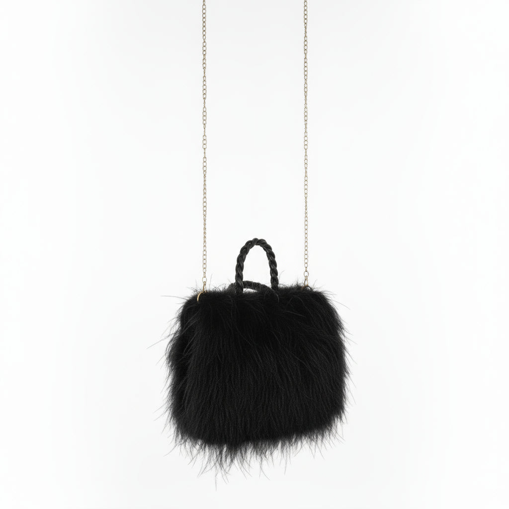 Thea Large black fluffy bag 