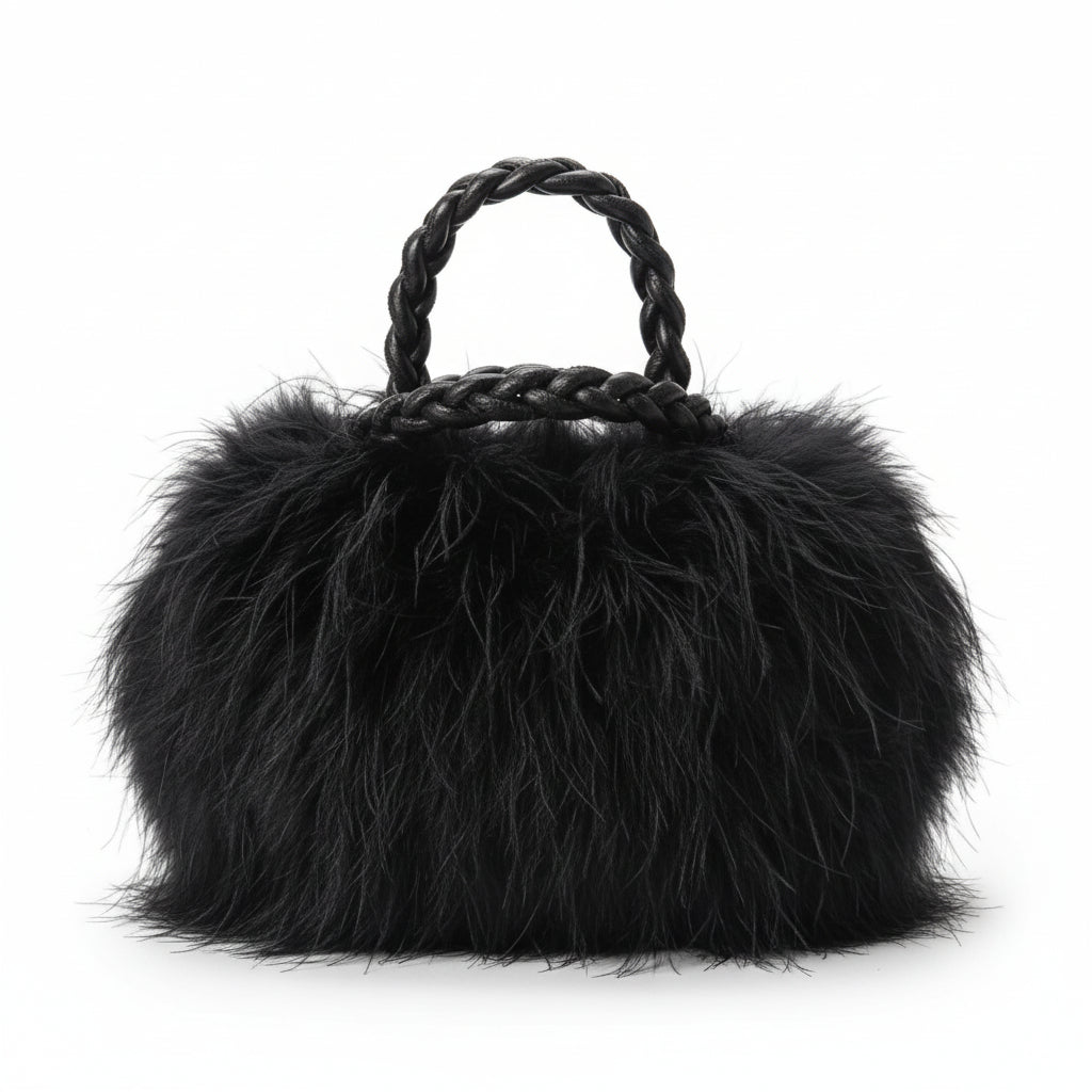 Thea Large black fluffy bag 