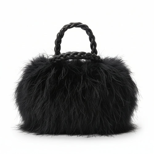 Thea Large black fluffy bag 