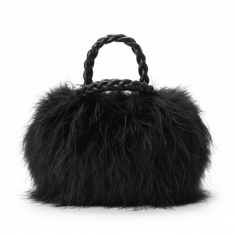 Thea Large black fluffy bag 