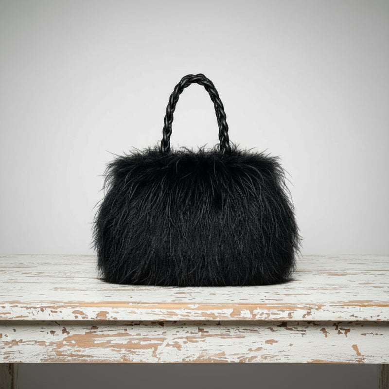Thea Large black fluffy bag 