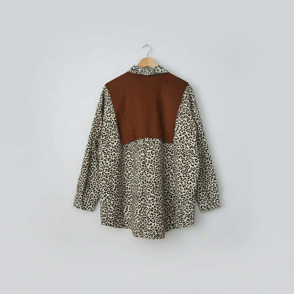  leopard print shirt and brown scarf Swade feel