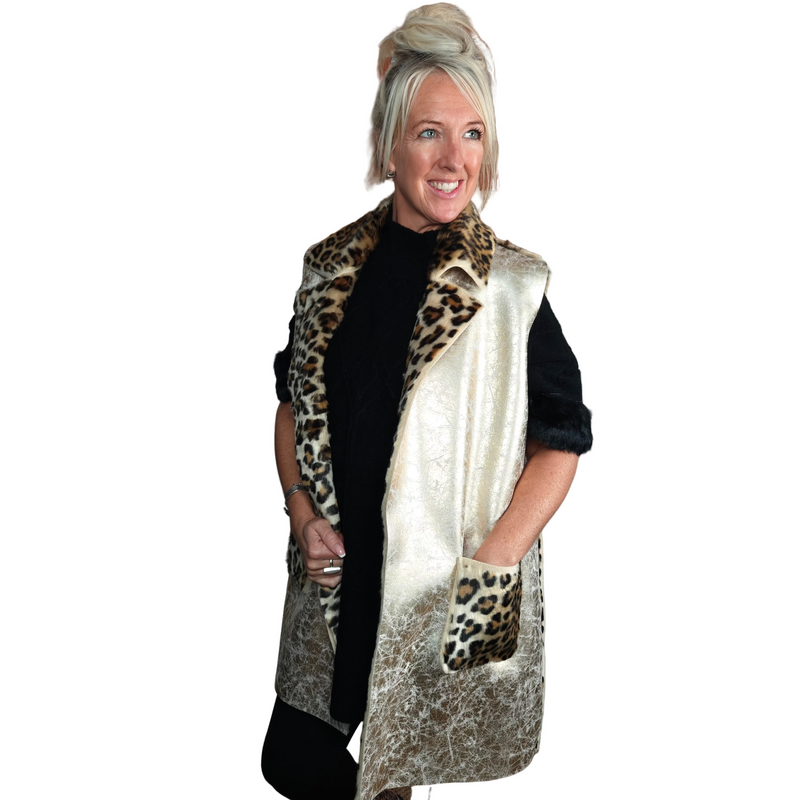 Kody - Metallic Animal Fur Gilet