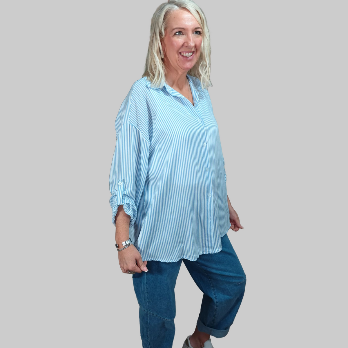 JANET- PIN STRIPE BLOUSE