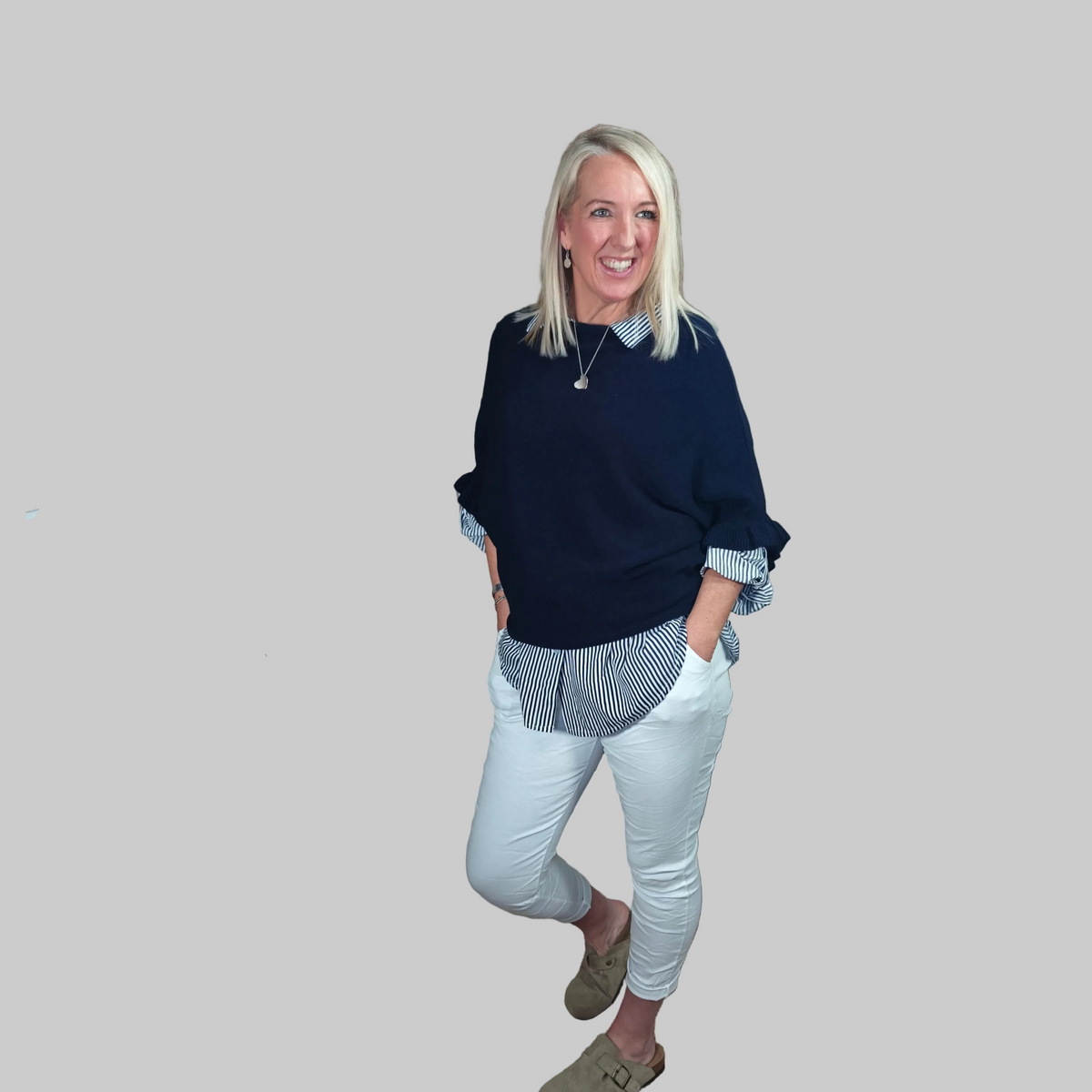 JANET- PIN STRIPE BLOUSE