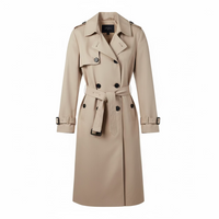 Beige trench coat on a white background