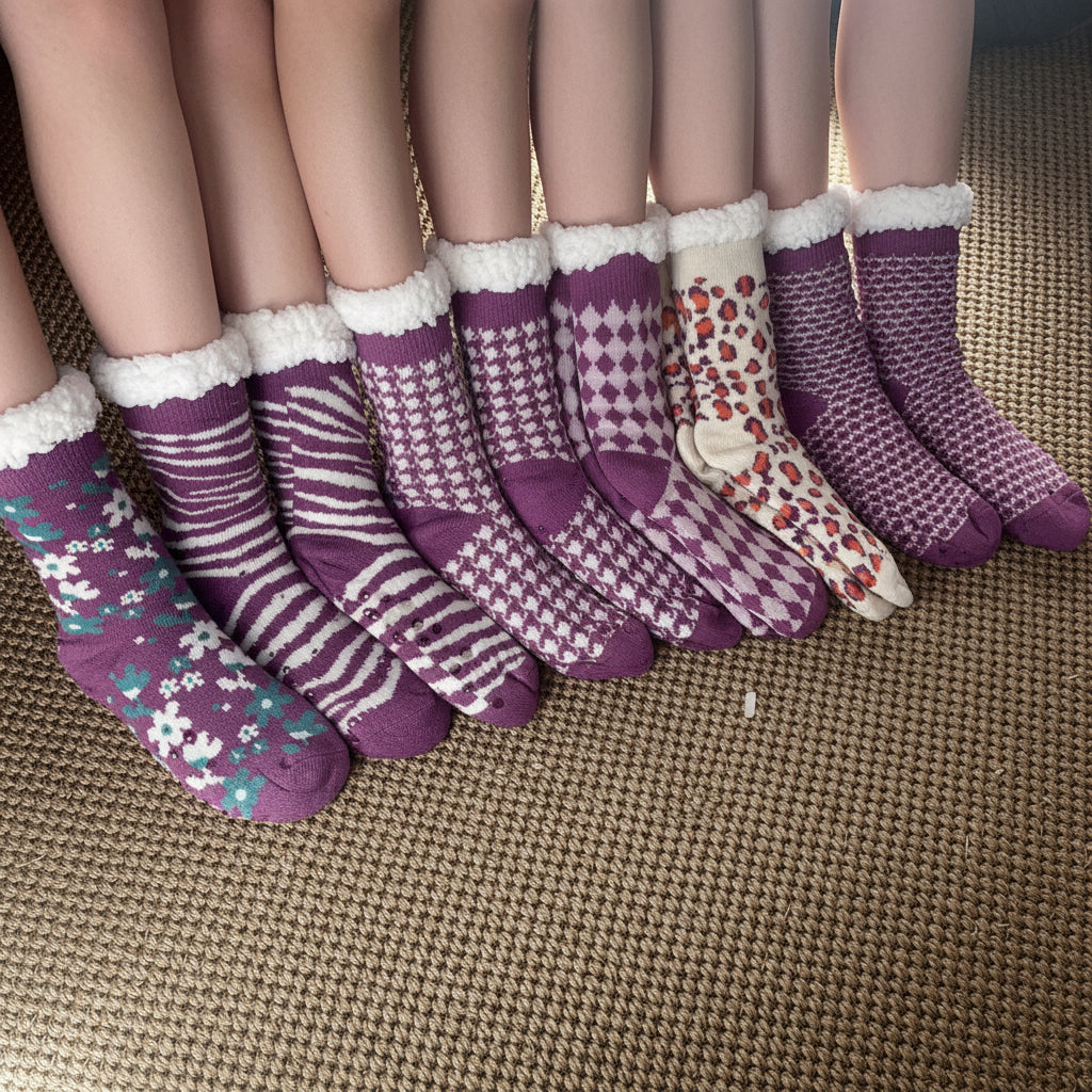 Keep your feet cosy in style with our super soft, luxurious fluffy socks. 