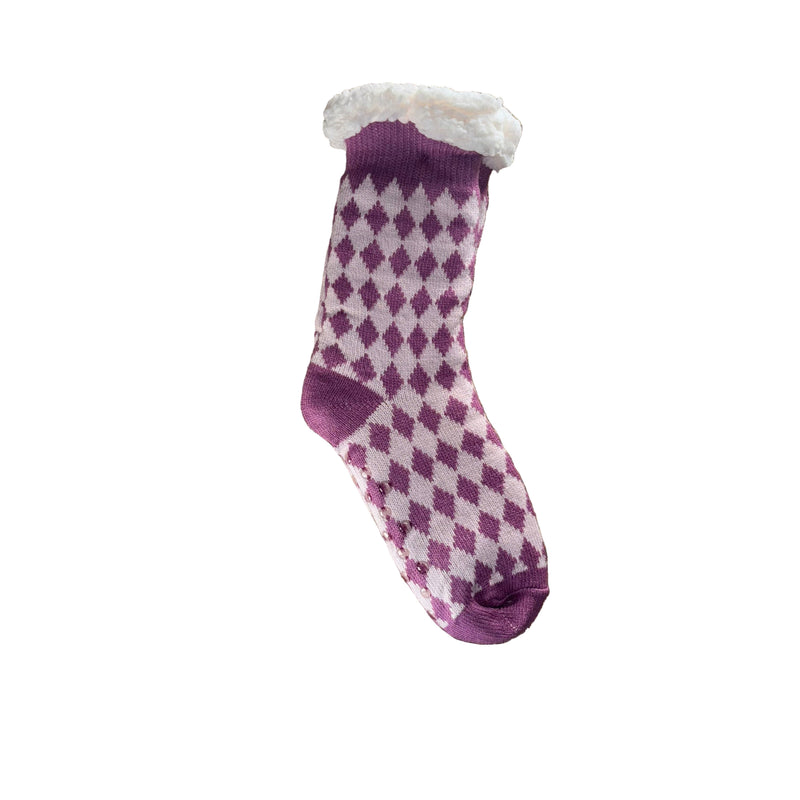 Step into luxury with our super soft, plush Harlequin socks. Designed with non-slip grips on the soles